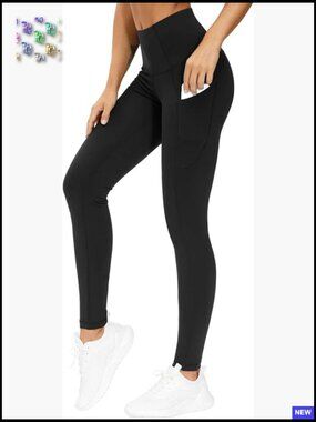 High Waist Yoga Leggings with Pockets Tummy Control Workout Running Pants